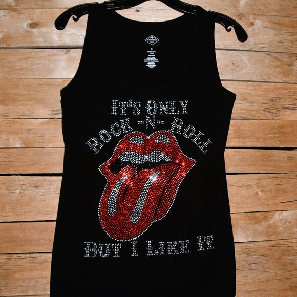 The Rolling Stones It's Only rhinestone sleeveless shirt XS S  M L XL XXL 1X… - Picture 1 of 7